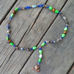 Sodalite Smoky Quartz Fox Necklace